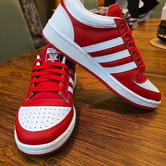 Adidas Top 10 Leather RB Low Trainer Sneakers Athletic Red White Men’s Size 5.5